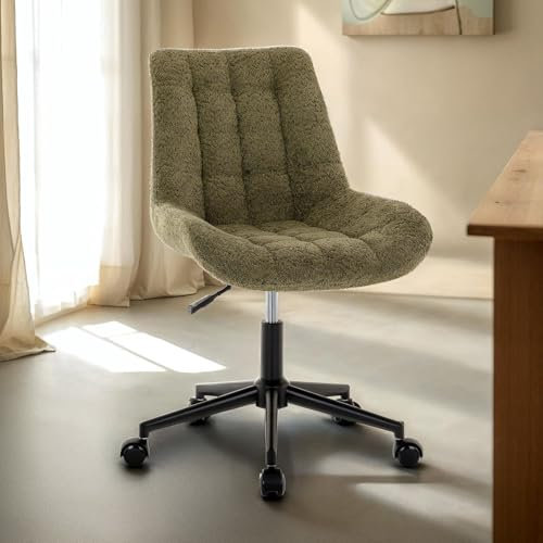 IDIMEX Drehstuhl Task mit Bouclé Stoffbezug moosgrün - Schreibtischstuhl mit Rollen, höhenverstellbarer Bürostuhl, stabiles Metallgestell in schwarz
