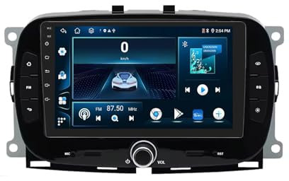 Android 13 Car Stereo para FIAT 500 2016 2017 2018 2019 9 Pulgadas Autoradio con WiFi 4G Pantalla táctil de Navegación GPS AHD RDS FM Am BT DSP SWC DVR USB Mirror Link(8+256G)