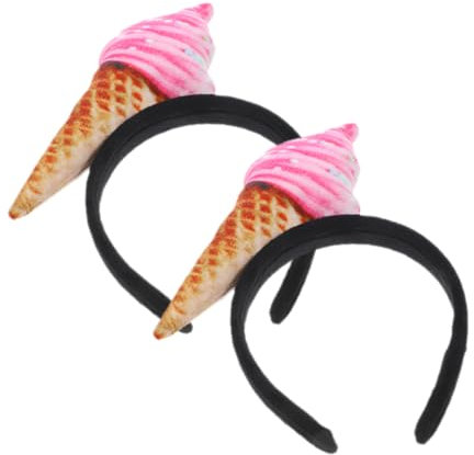 PACKOVE 2 Stück -Stirnband Eiscreme -Party -Dekorationen Eiscreme-Kopfschmuck Eiscreme-Stirnbänder Eistüte Eiscreme- süß Cosplay-Stirnbänder Lustiges Stirnband für Frauen Stoff