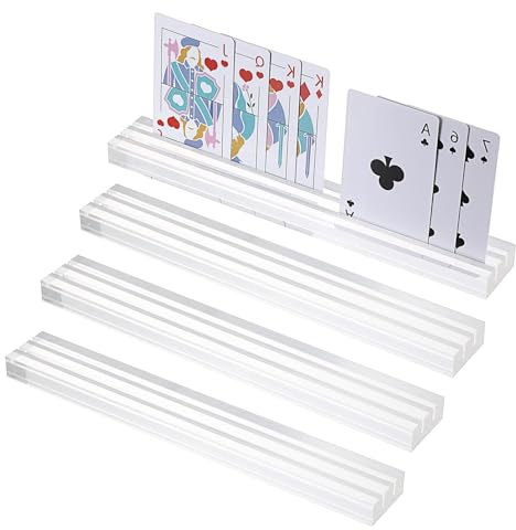 Jortmrd 2 Pièces Support Carte à Jouer Porte Carte Enfant Jeux en Acrylique 25cm Support de Jeu de Cartes 2 Emplacements pour Enfants, Personnes âgées Adultes