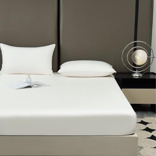 Slowwave NightBreeze Spannbettlaken 180x210cm - 100% Tencel Lyocell - Spannbetttücher weich/komfortabel - feuchtigkeitsregulierend - hypoallergen und antibakteriell - Off-White