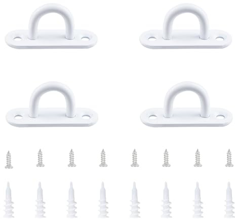 INCREWAY Lot de 4 crochets de plafond en acier inoxydable 304 blanc avec vis pour suspendre une balançoire, une corde à linge, des activités extérieures ou intérieures