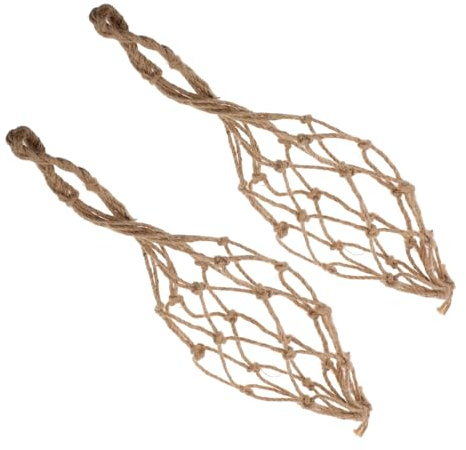 BAZEITFLOW 2pcs Portable Twine Rope Wine Bottle Holder Mesh Tote Bags for Travel Home Storage Multifunctional Wine Jar Carrier with Vintage Rustic Style