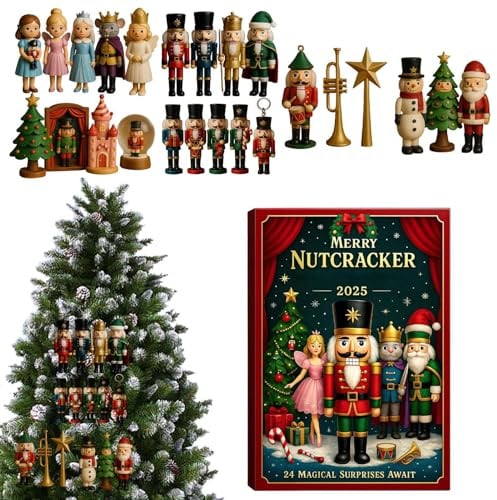 Christmas Nutcracker Advent Calendars 2025, 24 Days Christmas Countdown Calendar, Acrylic 2D Flat Nutcracker Ornaments Pendant For Car, Home, Dorm, Window, Fireplace, Bedroom