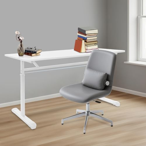 GIDRLL Ergonomischer Kinderschreibtisch, Kleiner Manuell Höhenverstellbarer Schreibtisch 120x60 cm, Bürotisch für Kinder und kleine Arbeitsbereiche mit Kurbel, 100 kg Tragkraft (Weiß)