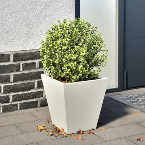 Hoopleep Pflanzkübel Weiß 30x30x30 cm, quadratischer Blumenkübel aus Stahl, erhöhtes Beet für Garten, Terrasse, Outdoor-Pflanzen