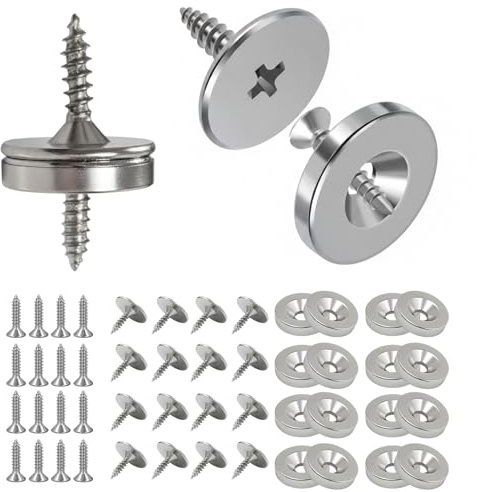 16 Pack Magnetic Door Catch, Concealed Cupboard Doors Magnets, Furniture Magnet Closing Catch, Cupboard Door Magnets for Kitchen Cupboards Closet Cabinet Doors(Silver)