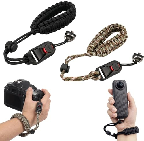 Vfrdsa 2 Pack Nylon Camera Wrist Strap with Quick Release Buckle Adjustable Universal Camera Strap with 1/4 Screw Mount Hand Strap for DSLR Mirrorless Action Cameras Gimbals Tripods Phone Mounts
