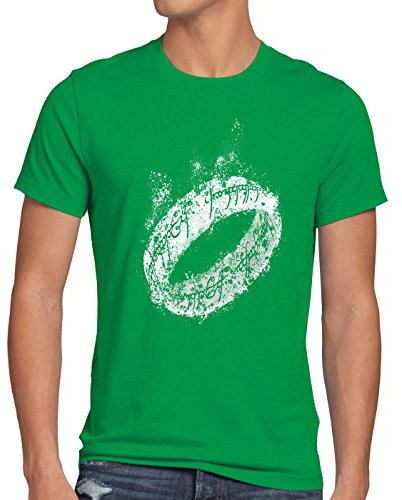 style3 Der Eine Ring Herren T-Shirt Fantasy, Größe:XL;Farbe:Grün