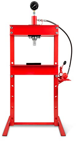 EBERTH Hydraulikpresse Werkstattpresse 12T Presse hydraulisch mit Manometer, 6-fach verstellbar, Arbeitshöhe 910 mm, Arbeitsbreite 513 mm, Gesamthöhe 1610 mm, 2 Auflagebacken, Hydraulikzylinder