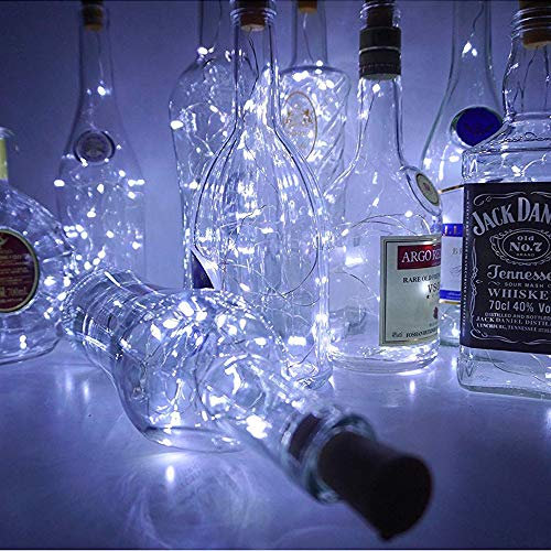 Luci Bottiglia di Vino con Sughero, 6 Pezzi 20 LED Bottiglia Stringa Luce / 6.5ft(2m) Argento filo di Rame Batteria Caricata Home Decor Lampada a Sospensione per Fai da te Compleanno Festa di Nozze