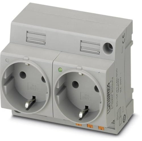 PHOENIX CONTACT EO-CF/PT/LED/DUO Doppelsteckdose, Steckgesicht Typ CE, Push-in-Federanschluss, Leuchtanzeige, 136.000g, Grau, 2 Stück