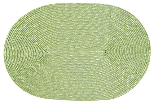Haus und Deko Platzset Polypro oval ca. 45 x 30 cm Pistazie Platzdeckchen Tischset geflochtene Bast-Optik