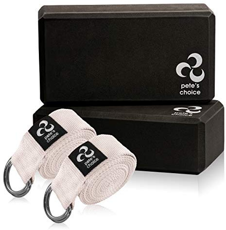 2 Yoga Blöcke und 2 gurte - Fitness Set für Anfänger I Geschenk für Yoga-Fans I Fitness Zubehör Ideal für Gymnastik zu Hause
