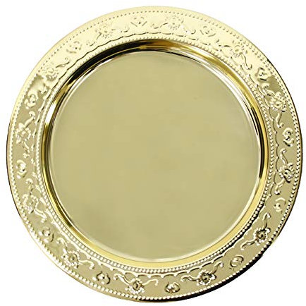 13-Inch Stainless Steel Charger Plates, 6Pcs Gold Dinner Plate Chargers Round Server Ware