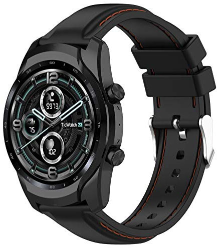 Disscool Replacement Band for Ticwatch Pro Pro 3/Ticwatch Pro 3 LTE,22mm Width Soft Strap for Ticwatch Pro Pro 3/Ticwatch Pro 3 LTE (Black)