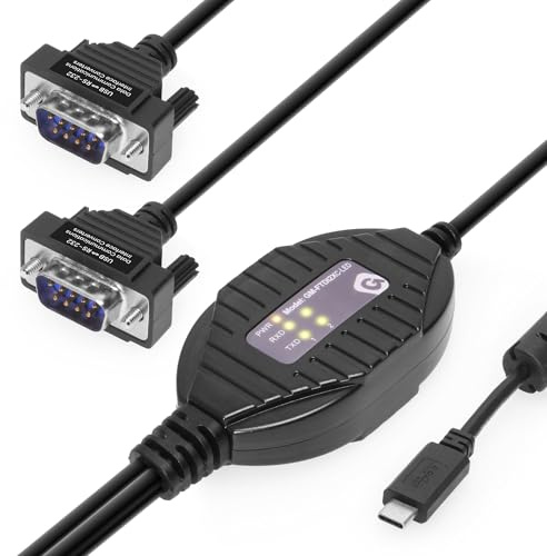 Gearmo 2 Port USB Typ-C auf Serial Adapter mit Pro Port Rx/TX Status LED Matrix