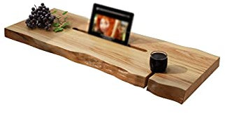 KJLY Badewanne Massivholz Badewanne Tray Halter Wannenregal zum Lesen mit Weinhalter, Bade- und Bettfach Ablage Regal, 80 * 25 * 5 cm / 31.4 × 9,8 × 1,9 Zoll