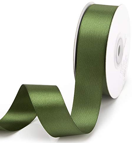 IHKFILAN Satinband, in Moos (25 mm x 22.86 m), matt glänzendes Geschenkband, edles Schleifenband zum Dekorieren & Basteln, zum Einpacken besonderer Geschenke, für Hochzeiten, Taufen, uvm