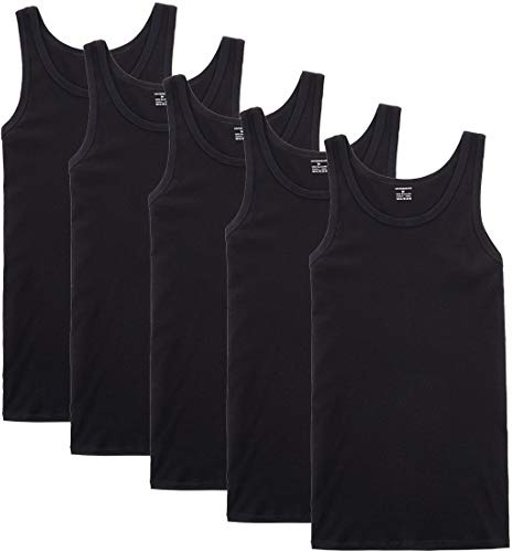 NUOZA Mens Vest Tops Ribbed Tank Top Cotton Vests Singlets for Men 3/5 Pack | Gym Vests for Men uk, Absorbent, Breathable, Lightweight, Loose fit, Sleeveless T-shirt for Casual Sports Training Running