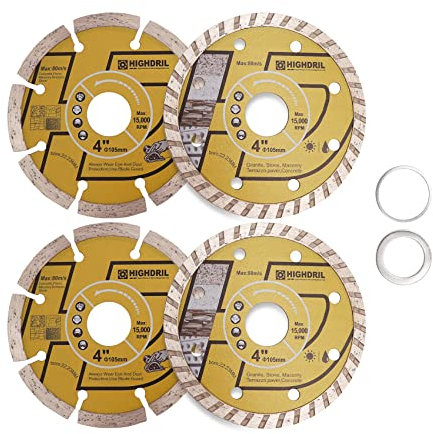 HIGHDRIL Diamond Cutting Disc - 105MM /4inch Diamond Cutting Disc for Tile, Ceramic, Concrete, Marble, Stone, Granite,Terrazzo, Masonry 4pcs