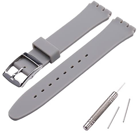 MCXGL Band Kompatibel mit Swatch Schweißfestes Silikonkautschukband mit Edelstahlschnalle 17mm grey