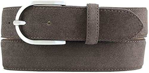 BELTINGER Damen-Gürtel aus Veloursleder 3,5 cm | Velour-Ledergürtel für Damen 35mm | Wildleder-Gürtel mit runder Gürtelschließe | Dunkelbraun 100cm