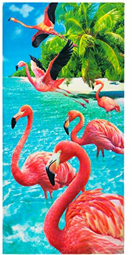 Beachland Flamingo Strandtuch, 76,2 x 152,4 cm, 100 % Baumwolle, Flamingos am Strand, ein Handtuch