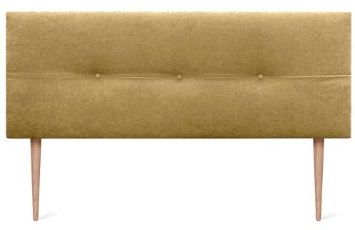 DHOME Kopfteil aus Kunstleder oder Stoff AQUALINE Pro Kopfteil Polsterkopfteil Luxusbett (Stoff Senf, 145x105cm Mit Füßen (Betten 120/135/140))