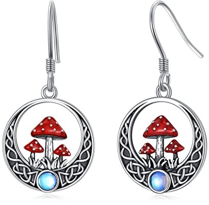 Pilz Ohrringe Sterlingsilber keltischer Knoten Pilz baumelnde Ohrringe Pilz Schmuck Geschenke für Damen