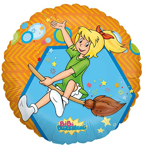 Party Factory Bibi Blocksberg Folienballon, Orange, Ø45cm, Heliumballon, Kleine Hexe Auf Fliegendem Besen Kartoffelbrei