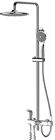 DERBUT Duschsystem mit Wanneneinlauf, Regenmischer, Brause-Kombi-Set mit Regenduschkopf, Duscharmatur-Set mit Hand-Kombi-Set, Bidet-Sprühgerät, Chrom