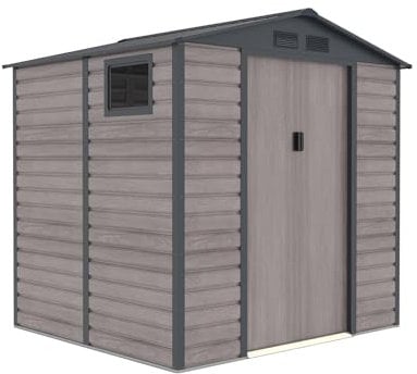 Gardiun Abri de Jardin en Métal Surrey 4,07 m2 Extérieur 213x191x211 cm en Acier avec Fenêtre Latérale et Effect Bois Grainé