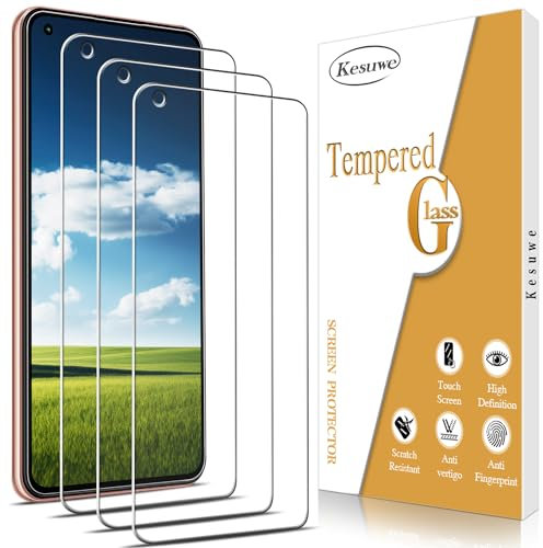 Kesuwe [3 Pièces] Verre Trempé pour Xiaomi Mi 11 Lite, Mi 11 Lite 5G, Xiaomi 11 Lite 5G NE, Anti-Rayures, Anti-Empreinte, Dureté 9H, Haut Définition, sans Bulles, Installation Facile