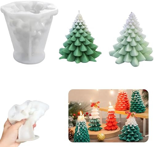 Molde De Silicona Para Velas,Moldes De Velas De Navidad Molde De Vela Para Árbol De Navidad De Silicona Moldes Molde De Resina De Silicona Moldes De Fundición Para Hacer Velas, Manualidades, Jabones