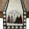 AUAUY Weihnachten Tischläufer 33 x 183 cm, Abwaschbar Weihnachtsbaum Tischläufer, Mode Weihnachtsbäume Boho Weihnachten Tischläufer, Winter Küche Tisch Dekoration Drinnen Urlaub Party Wohnzimmer Dekor