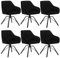 WOLTU Esszimmerstühle drehbar 6er Set, Samt Stuhl Esszimmer, Sessel Wohnzimmer, Drehstuhl, Küchenstuhl, Polsterstuhl mit Armlehnen, Loungesessel ergonomisch, Schwarz, EZS12sz-6