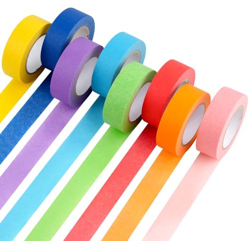 8Pcs Klebeband Bunt Regenbogen Masking tape Kreppband DIY Handwerk Papier Dekrativer für Kinder Maler Lehrer Arts Labeling (13mx2mm/Rolle)