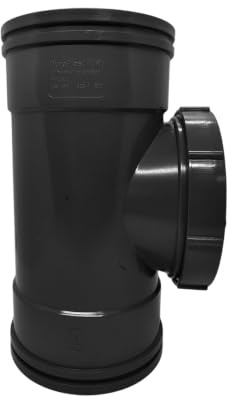 Duraplast UK™ Solvent Soil Waste 110mm Straight Access Pipe | Black | Double Socket | for 4 Inch Waste Pipe | Glue for Permanent Seal | No Rubber or Pushfit | Underground or Above Ground Drain