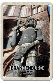 Femer Blechschild Städte Brandenburg an der Havel Roland 12x18cm Schild