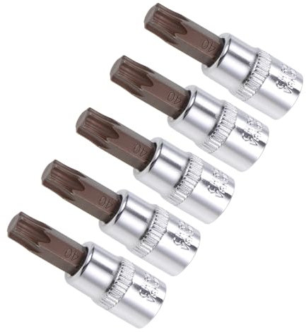 CoCud Embouts de Tournevis Torx, Embout Métrique T40 1/4 Drive 1,5 Long, Douille en Acier Allié S2 Traité Thermiquement Cr-V - (Applications : pour les Fixations), 5 Pièces