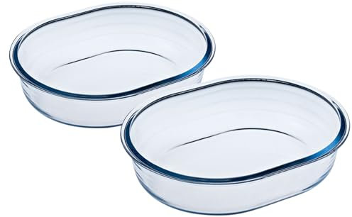 Ocuisine Ôcuisine® Oval Pie Dishes Medium Pack of 2 Glass Pie Dishes Extreme Resistance | Oven Safe - Freezer Safe - Microwave Safe | Borosilicate Glass | Made in France, 913S639/WB41