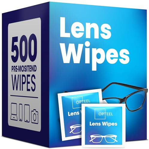 Lens Wipes for Lenses - Pre-Moistened Lens Cleaning Wipes - 500 Individually Wrapped Lens Wipes, Feature Free & Streak Free, Lens Cleaner for Sunglasses &
