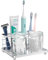 Luxspire Porte-Brosse à Dents, Porte Brosse à Dents Électrique à 3 Fentes avec Plateau Amovible, Support en Acier INOX pour Dentifrice et Rasoir, Porte-Brosse à Dents pour Salle de Bains, Argent