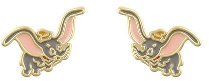 Disney Mädchen-Ohrstecker Dumbo Elefant fliegend vergoldet, Einheitsgröße, Messing, Kein Edelstein