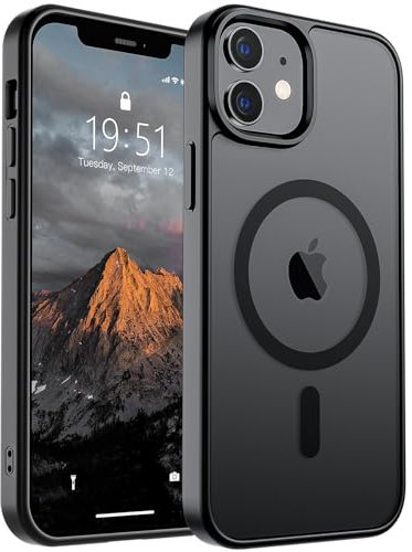 supfine Magnetic for iPhone 12 Case/iPhone 12 Pro Case (Compatible with MagSafe)(Military Grade Drop Protection) Slim Translucent Matte Shockproof with Anti-Fingerprint Phone Case,Black