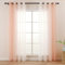 L.Z.E Vorhang Rosa Weiß Farbverlauf, Transparente Gardinen für Wohnzimmer Schlafzimmer Mädchenzimmer, 140 x 245 cm Lang, 2er Set Voile Vorhänge Gardine mit Ösen, Ösenschals Dekorativ