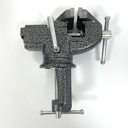 BUYSK Cast Iron Bench Vice, 360°Swivel Base Table Vice, Portable Clamp-on Vise for Workbench DIY Craft (jaw Width 2.0 inch)