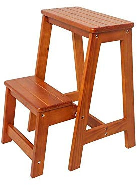 Multifunktionaler Klapptrittleiter aus Holz zum Wechseln von Schuhen, Massivholz, 36 x 56 x 64 cm