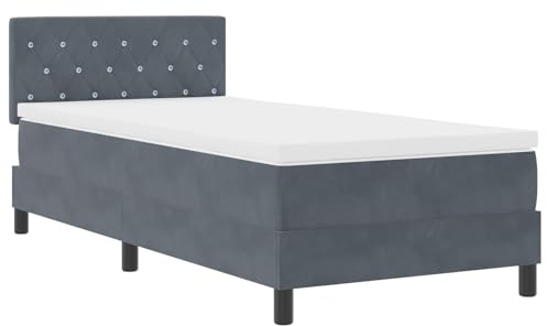 vidaXL Samt Taschenfederkern-Bettmatratze 90 X 190 cm Mittelharte Schaum mit Reißverschlussbezug für Einzelbett grau Schlafzimmerzubehör Möbel Schoner Pad weicher Komfort